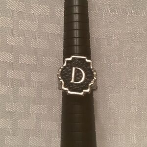 GANZ Initial D Silver-tone and Black Ring